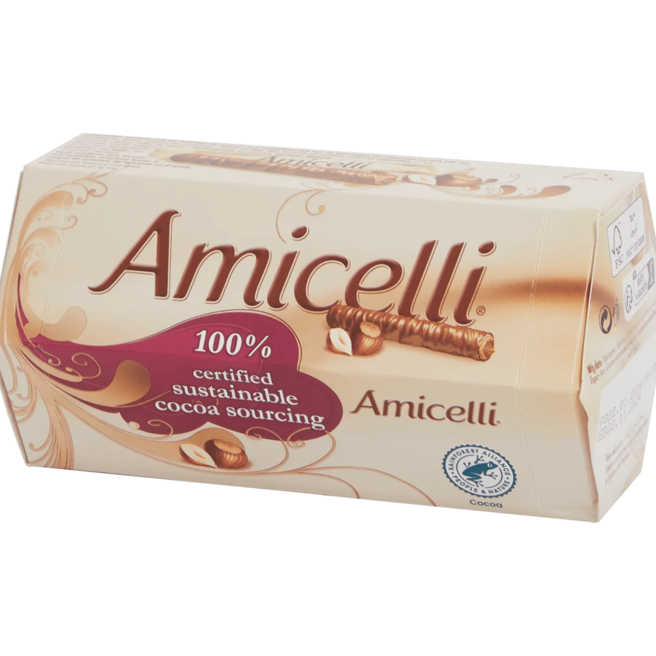 Amicelli chocolade-hazelnoot wafelrolletjes