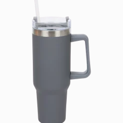 Grote thermosbeker met rietje