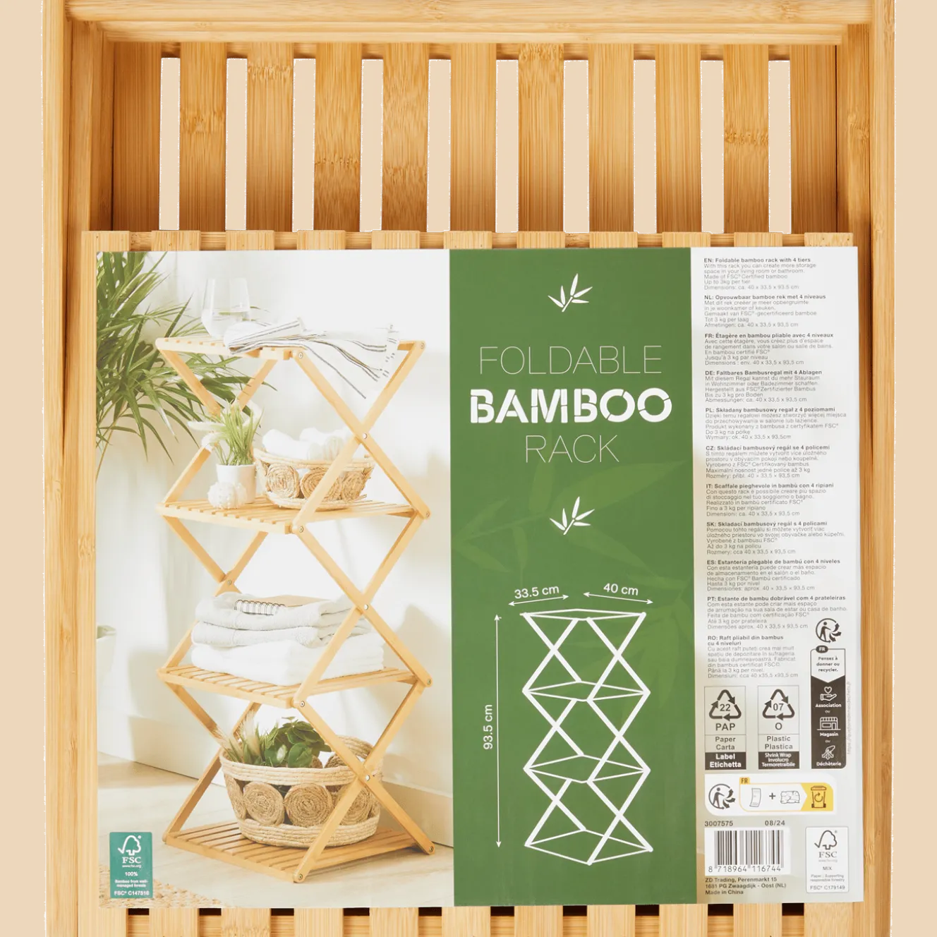 Opvouwbaar bamboe rek