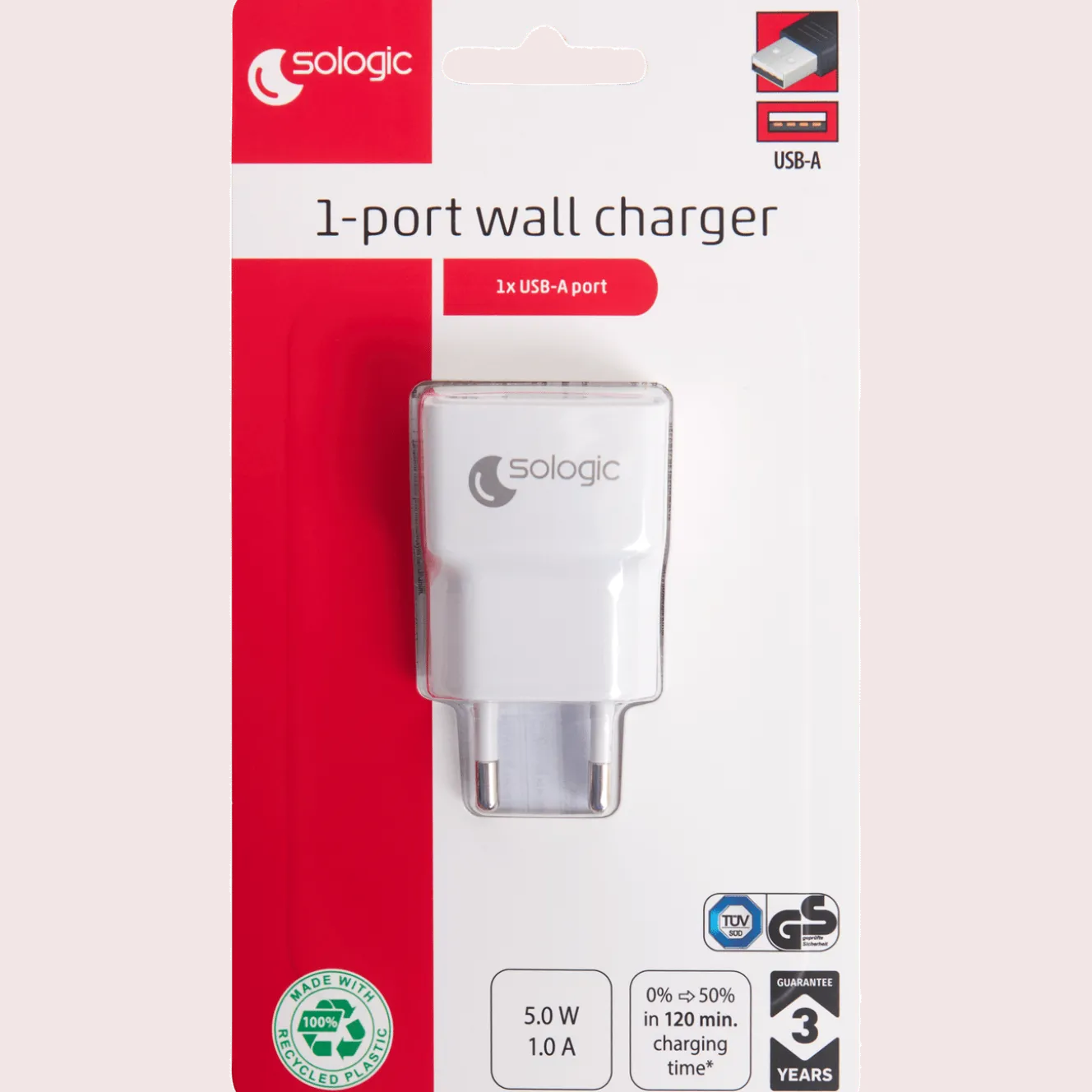 Sologic USB-A wandoplader